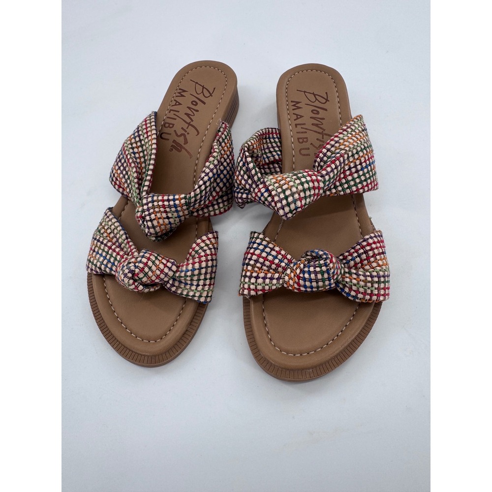 Blowfish Ashland Sandals Women 9M Multi Color Woven Knotted Bow Slide Wedge - Picture 3 of 7